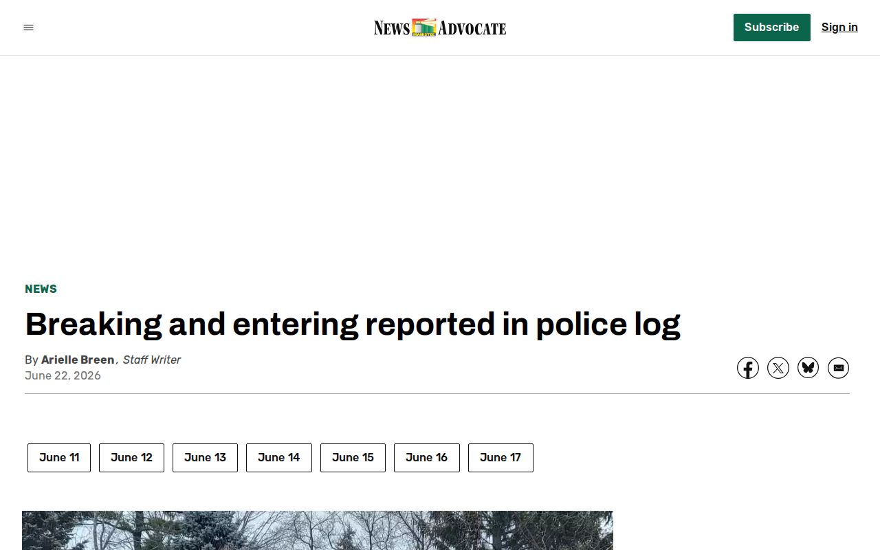Manistee News Advocate Benzie Sheriff multi-day incident report