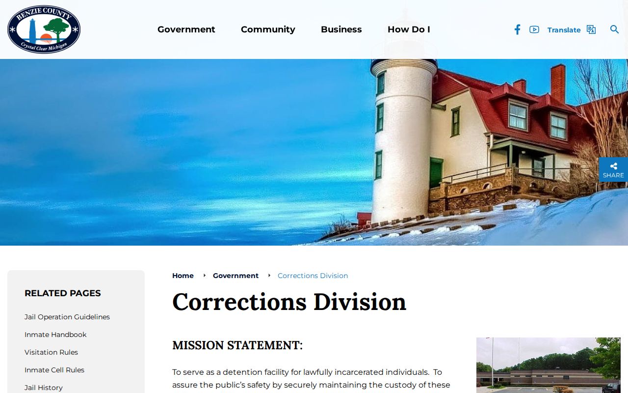 Benzie County Corrections Division official webpage