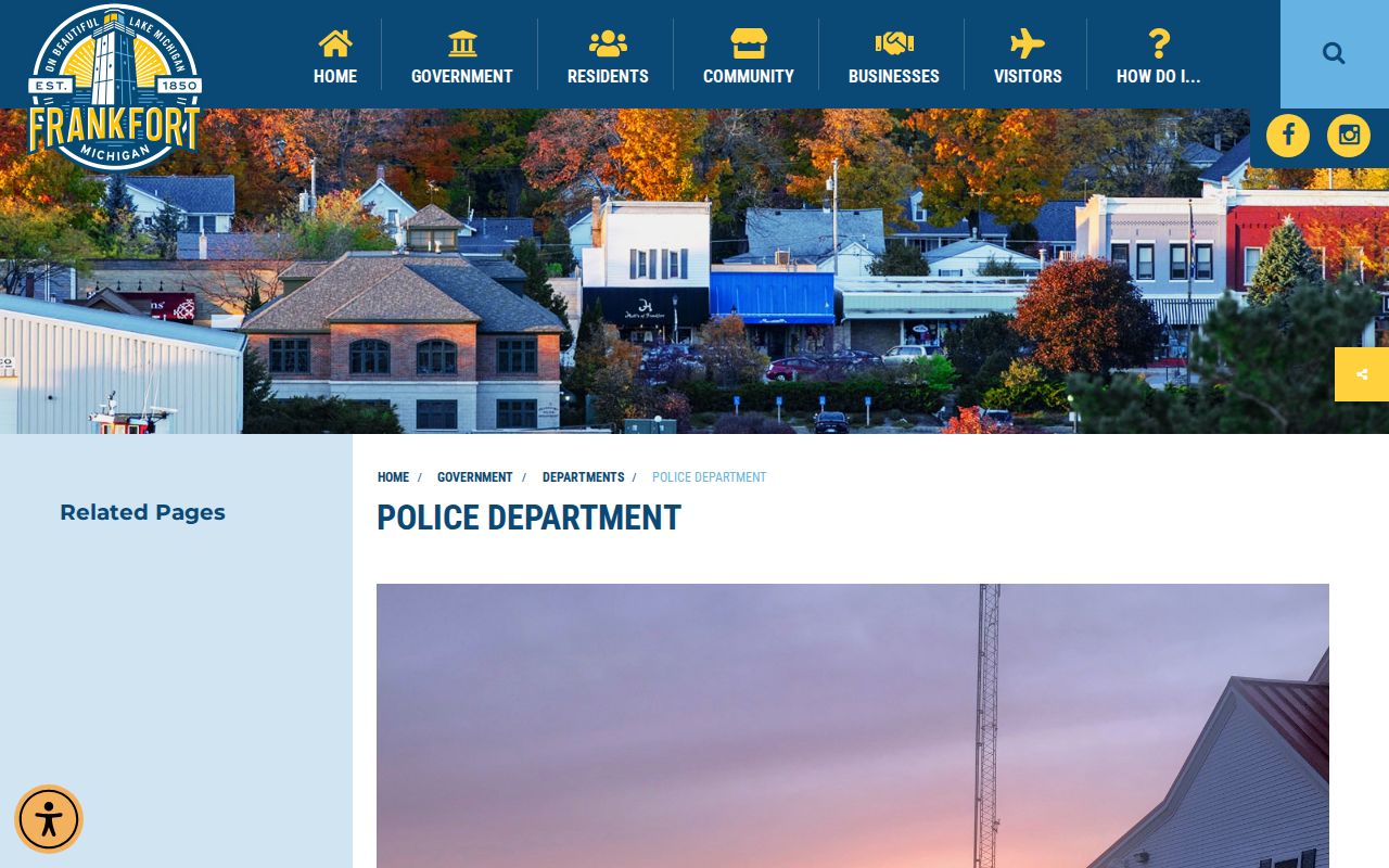 Official Frankfort Police Department page with city police contact information
